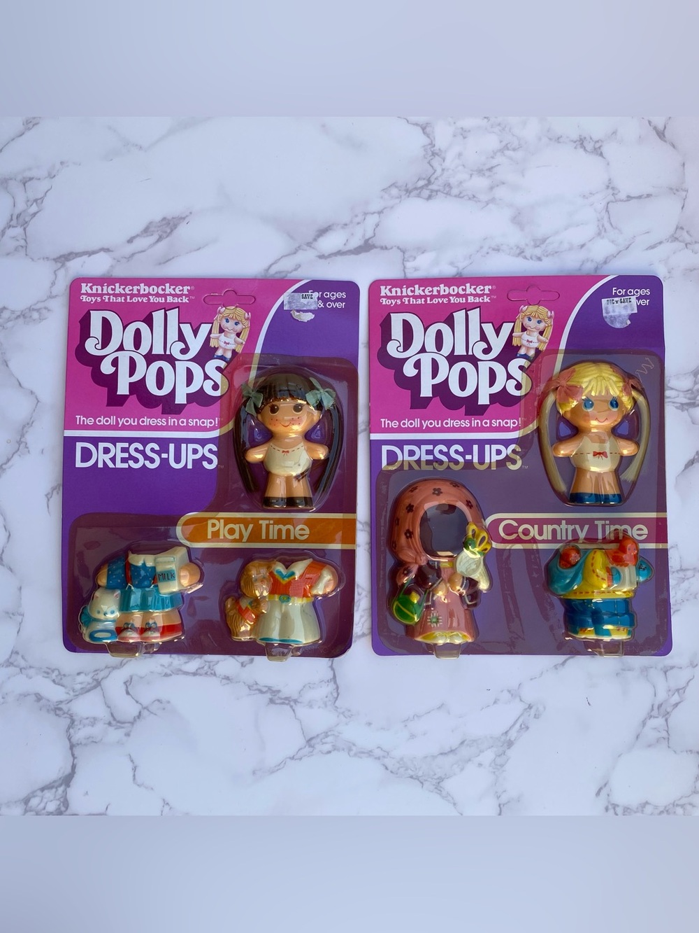 Lot of 2: VTG 80s Knickerbocker Dolly Pops Country Times/Play Time Dress Up NEW
